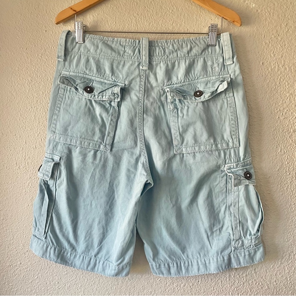Y2K 2000s American Eagle Cargo Shorts Mens 30 Blue Preppy Paratrooper Classic - Picture 8 of 16